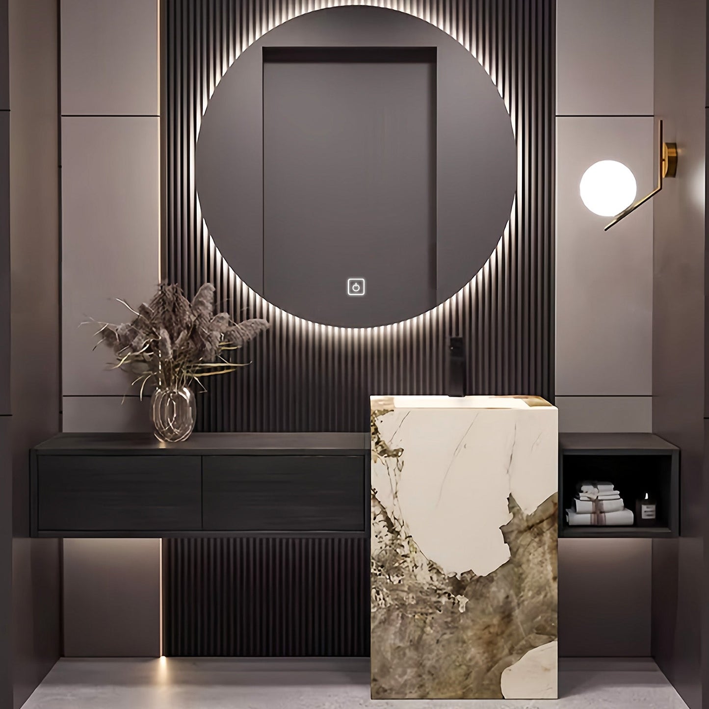 52"-72"Luxurious Bathroom Vanity with Sink Includes Individual Black Drawer