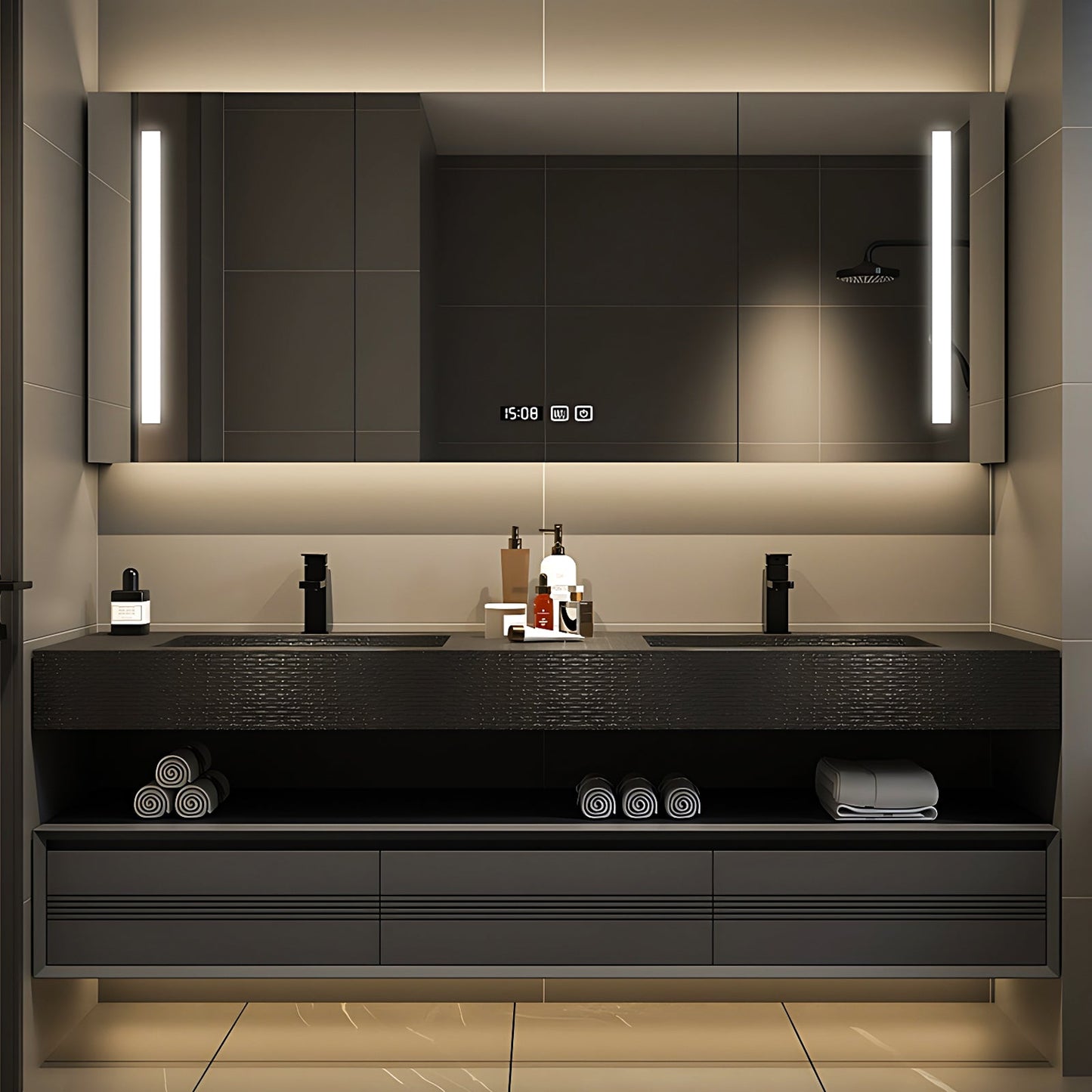 56"-96"Modern Bathroom Vanities with Three Large Drawers