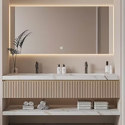 52"- 96" Floating Bathroom Vanity Set with Double Sink Mirror