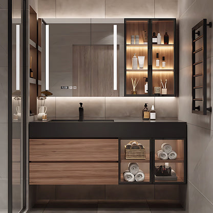 36"-72"Luxurious Solid Wood Bathroom Cabinet and Marble Slate Sink