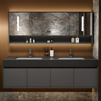 52"- 96"  Modern Floating Double Sink Bathroom Vanity Set,  Smart Mirror Cabinet