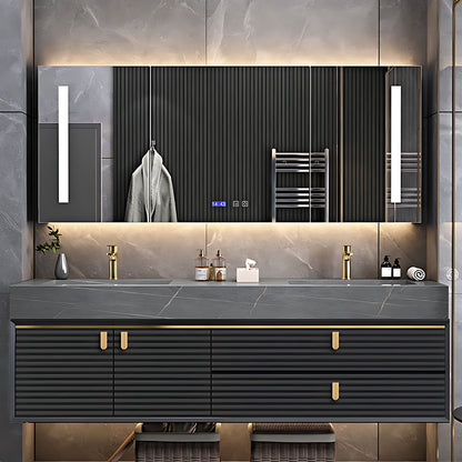 56"- 96" Luxury Bathroom Vanity Set with Double Sink and Rear Cabinet  Mirror
