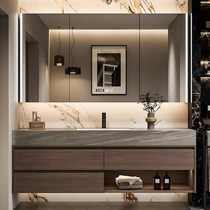 40"-72"Floating Bathroom Vanity with Sink Includes Log Modern Panel Drawers