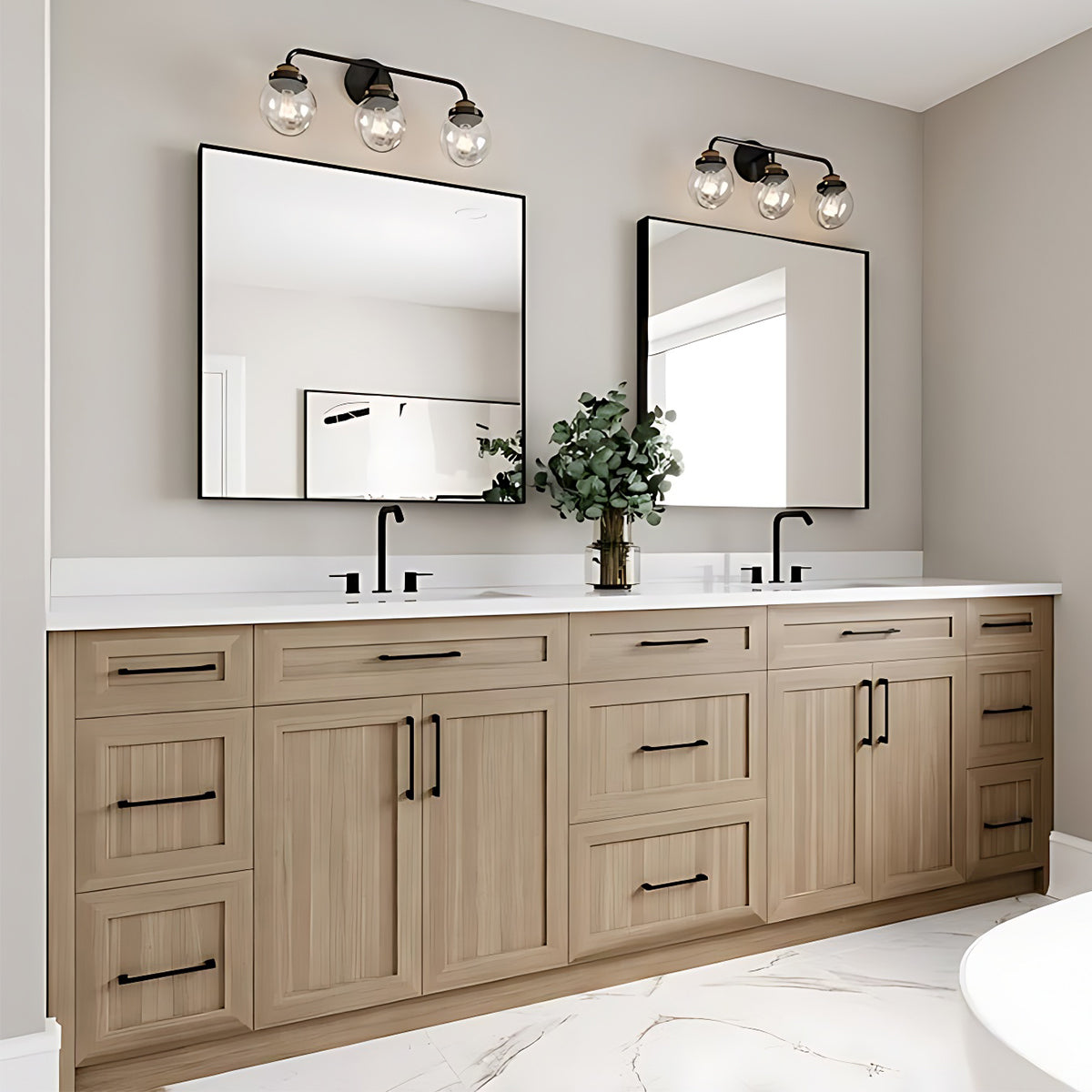 76"- 96"Luxury Solid Wood Style Double Sink Bathroom Vanity ,Storage Cabinets
