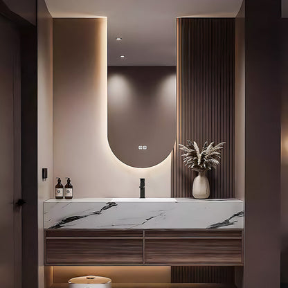 40"-72" Modern Floating Bathroom Vanity with Slate Countertop Smart Mirror