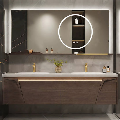 52"- 96"  Modern Solid Wood Double Sink Bathroom Vanity Set with Smart Mirror , Floating