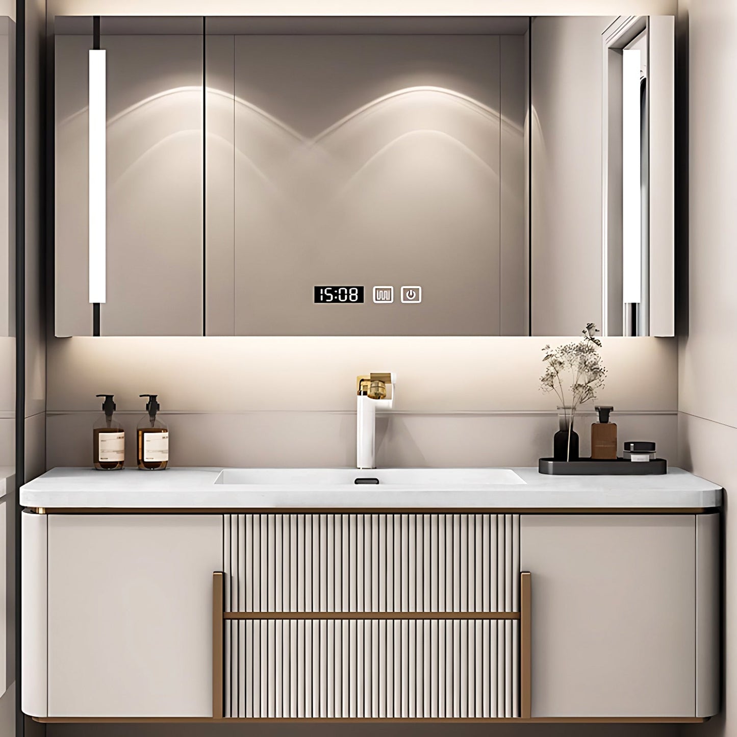 40"- 72" Modern Single Sink Floating Bath Vanity Set with  Smart Mirror Cabinet