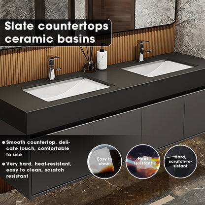 52"- 96"  Modern Floating Double Sink Bathroom Vanity Set,  Smart Mirror Cabinet
