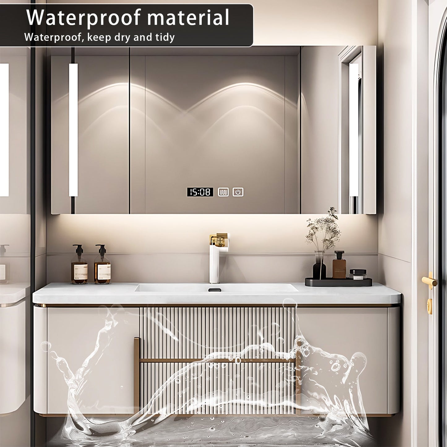 40"- 72" Modern Single Sink Floating Bath Vanity Set with  Smart Mirror Cabinet