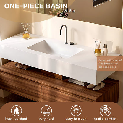 40‘’-64‘’ Modern Bathroom White Sink Vanity With Large Wooden Drawers