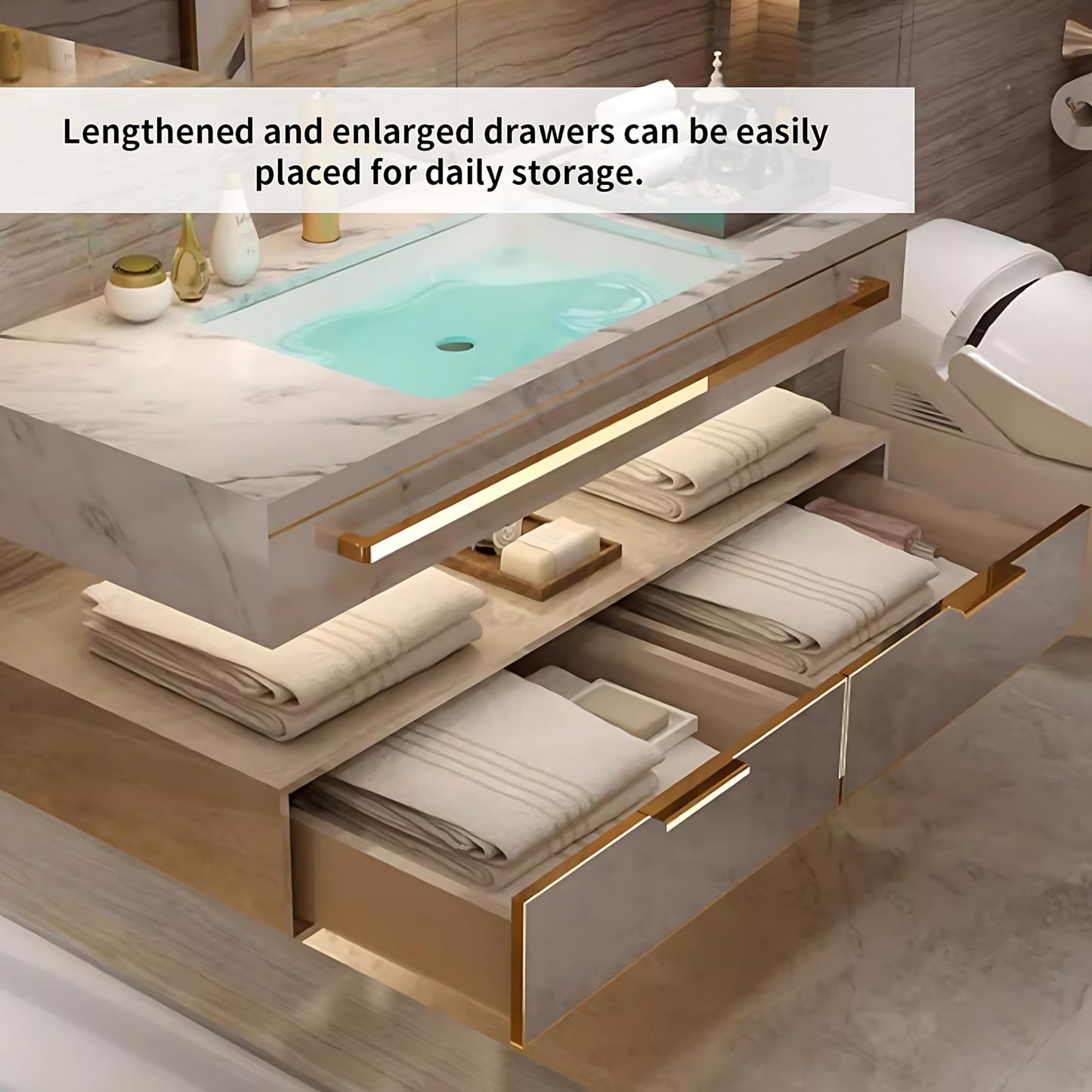 36"- 60" Modern Bathroom Vanity Set with Round Intelligent Mirror