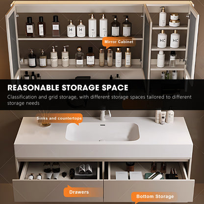 40"- 72" Single Basin Floating Bathroom Vanity Set with Mirror