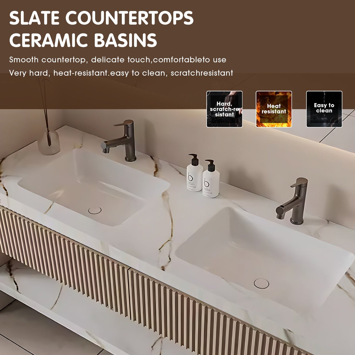 52"- 96" Floating Bathroom Vanity Set with Double Sink Mirror