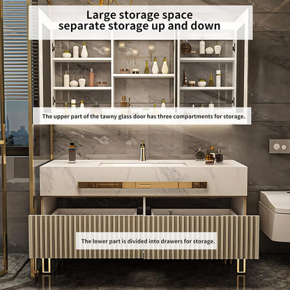 36"- 68" Freestanding Gold Bathroom Vanity Set with Smart Light Cabinet