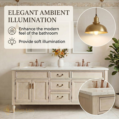 76''-96'' Classic Bathroom Vanity with Sink Light Wood Grain Marble Shaker Drawers