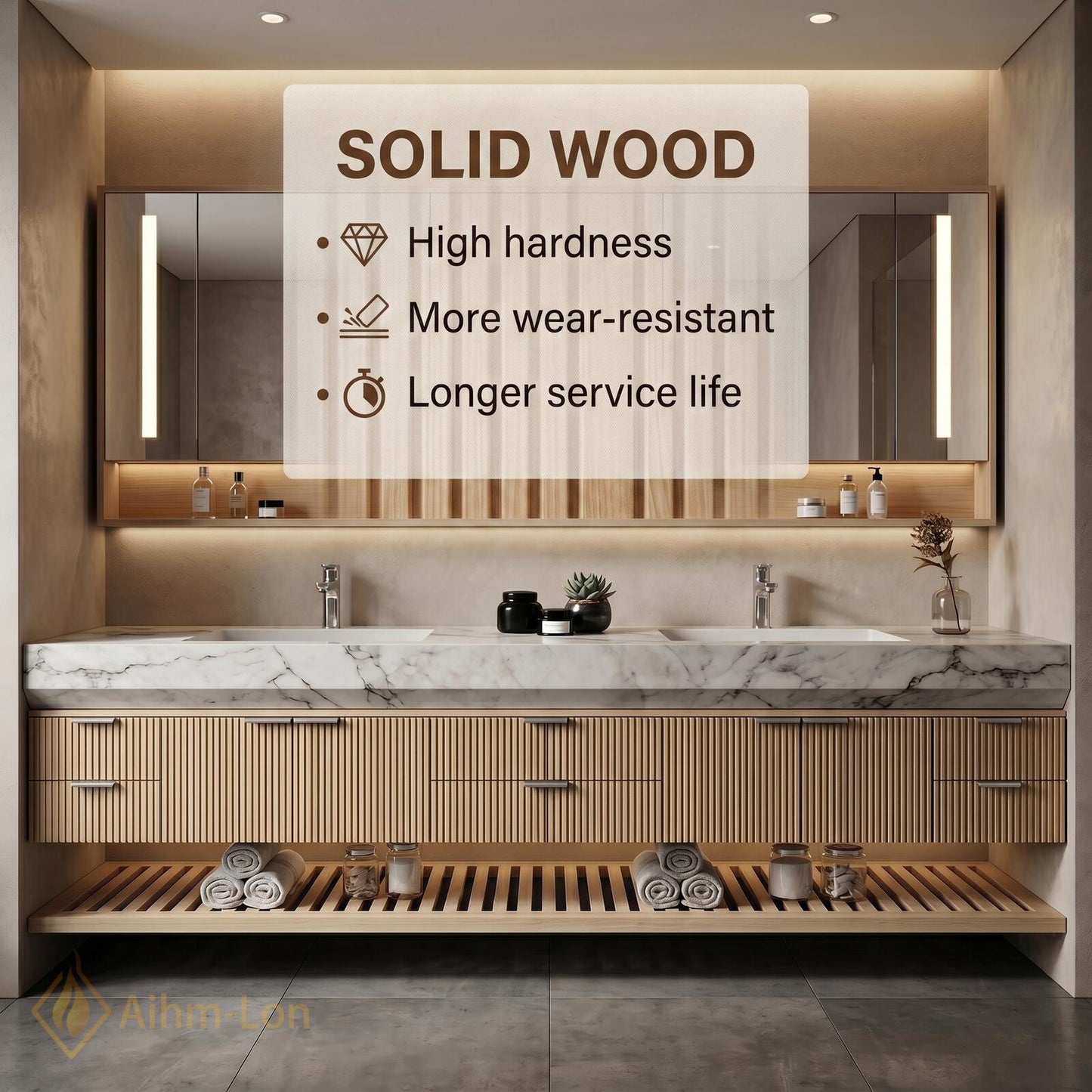 76''-96'' Modern Floating Bathroom Vanity with Sink Double Basin Vertical Slatted Front