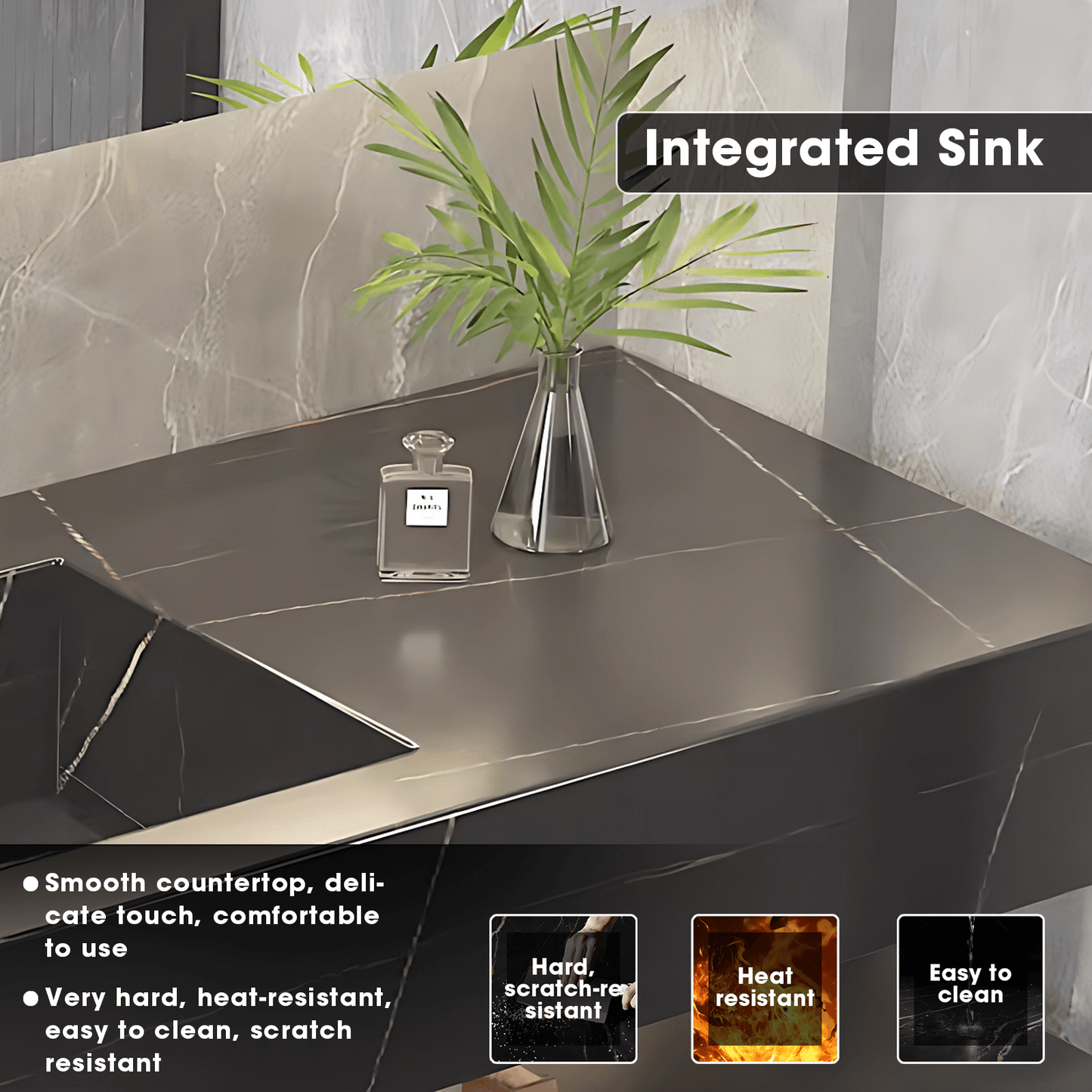 32"- 72" Modern Black Bathroom Vanity Set with Mirror and Single Basin
