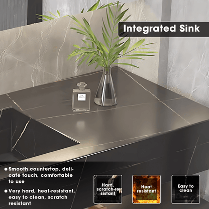 32"- 72" Modern Black Bathroom Vanity Set with Mirror and Single Basin