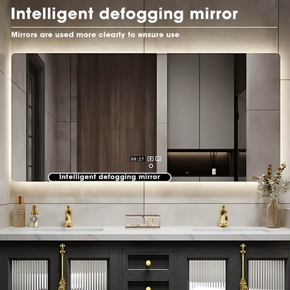 56"- 96"Elegant Double Sink Bathroom Vanity with Sense of Atmosphere Defogging Mirror