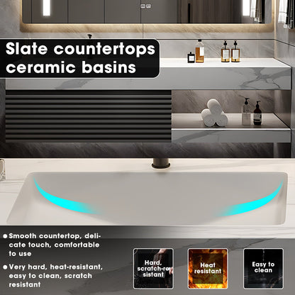 40"-72"Bathroom Vanity with Sink, Floating Solid Wood  Cabinet with Striped Door Panel