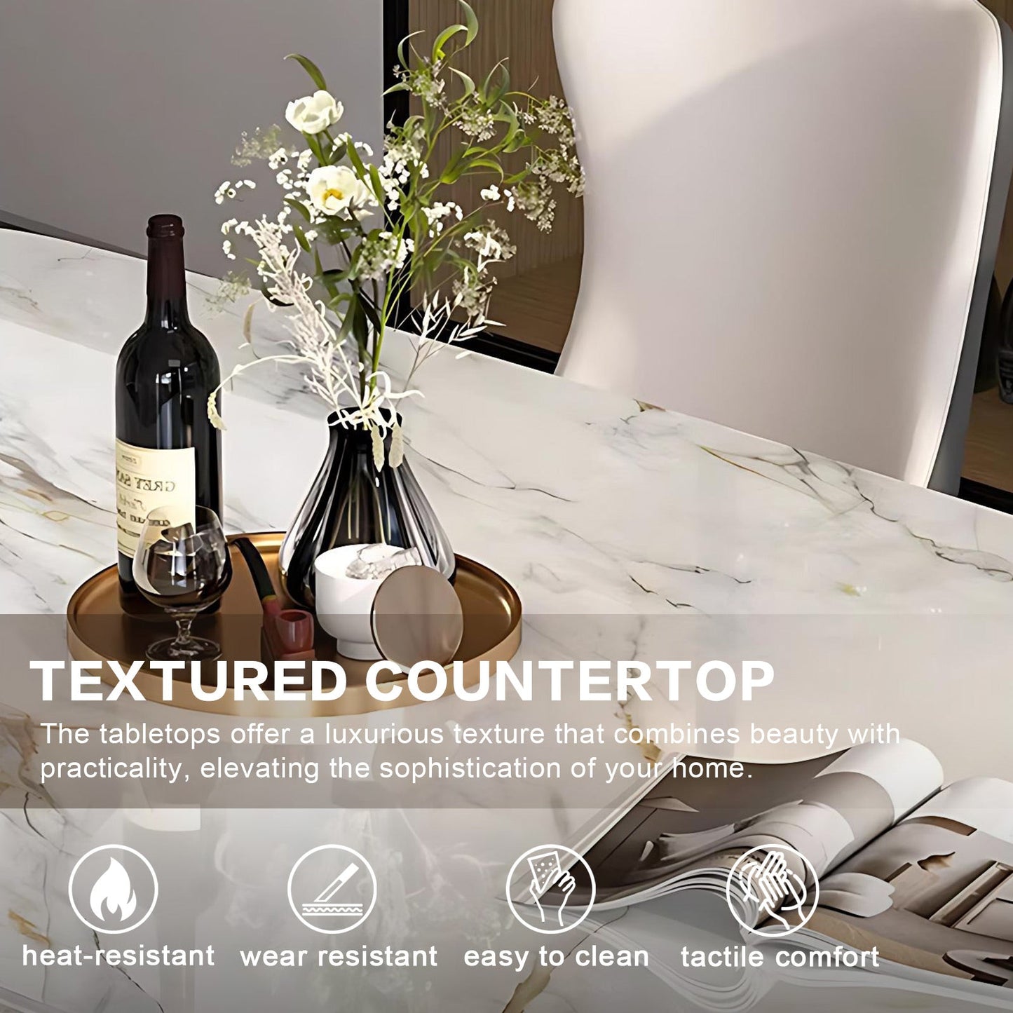 55"Dining Table - Modern Dining Table with Exquisite Texture