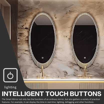 52"- 96" Luxury Bathroom Vanity with Double Sink & Lntelligent Defogging Mirror Gold