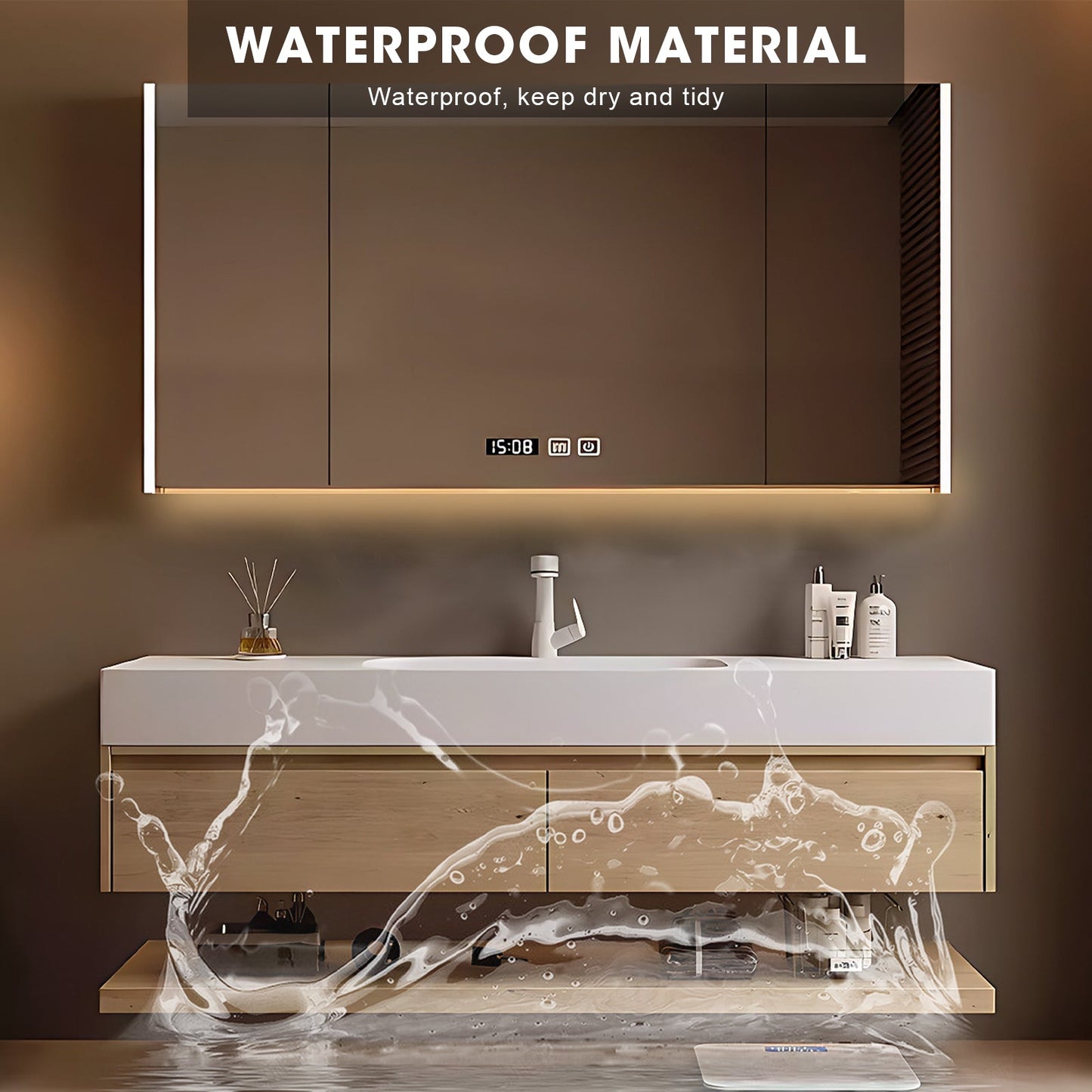 40"- 72" Single Basin Floating Bathroom Vanity Set with Mirror