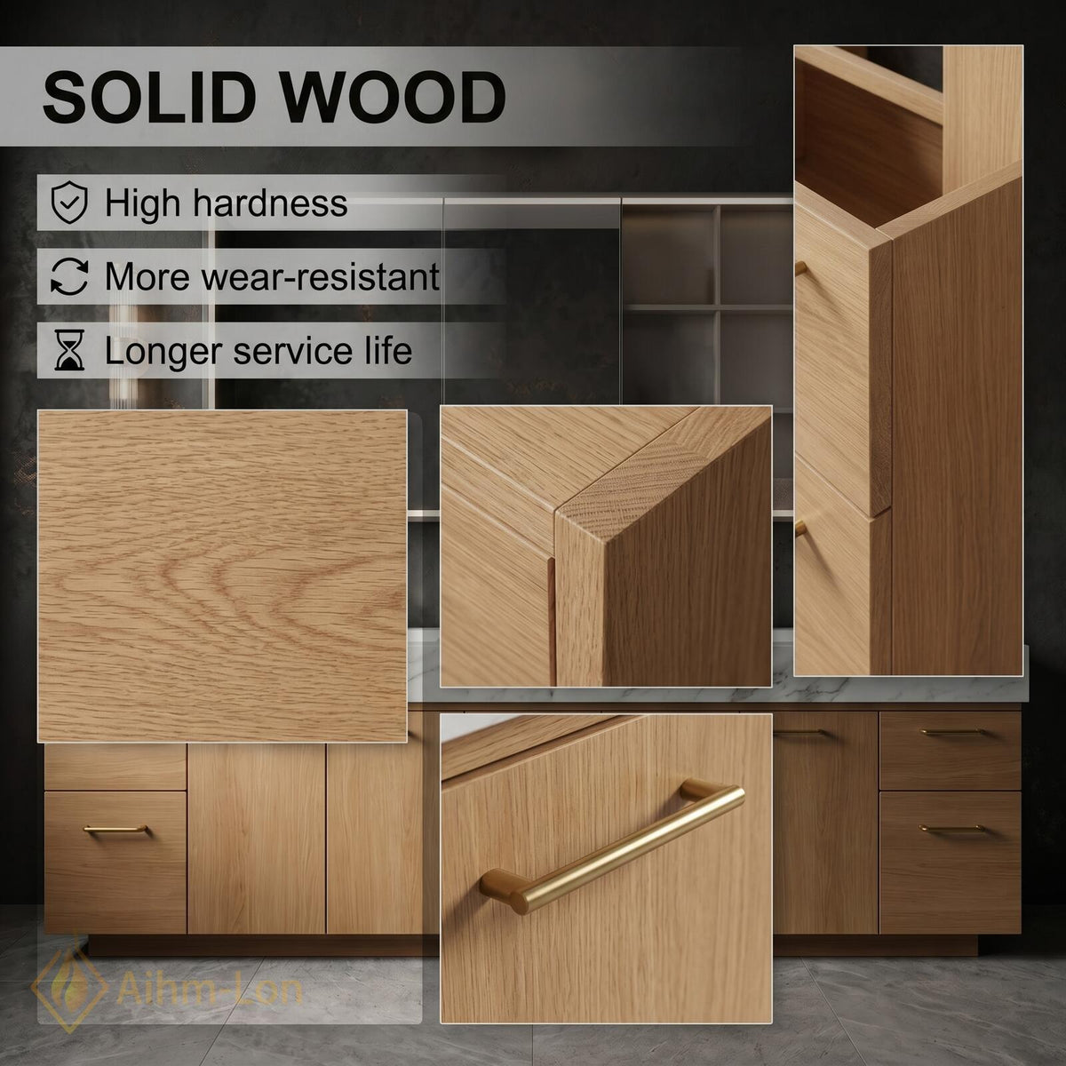 60''-96'' Double Bathroom Vanity with Sink Modern White Marble Warm Oak Wood Finish