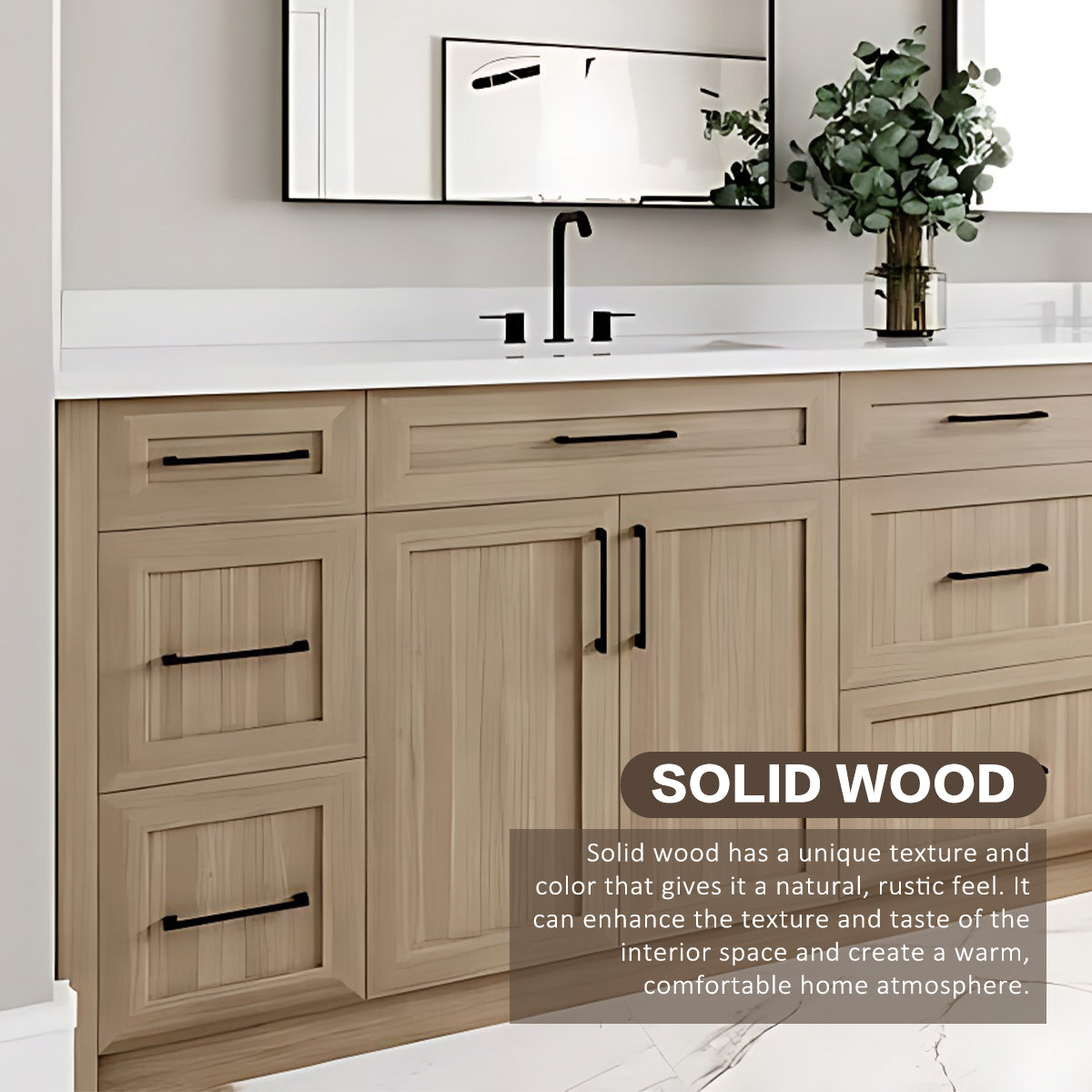 76"- 96"Luxury Solid Wood Style Double Sink Bathroom Vanity ,Storage Cabinets