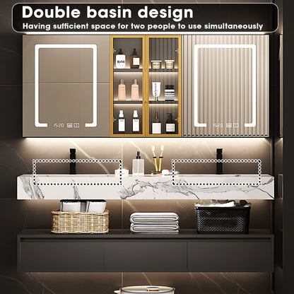 56"-96"Double Basin Floating Bathroom  Vanity High end Luxury Countertop
