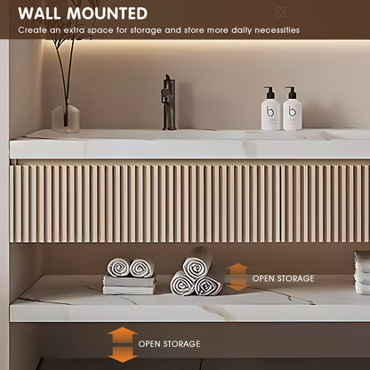 52"- 96" Floating Bathroom Vanity Set with Double Sink Mirror