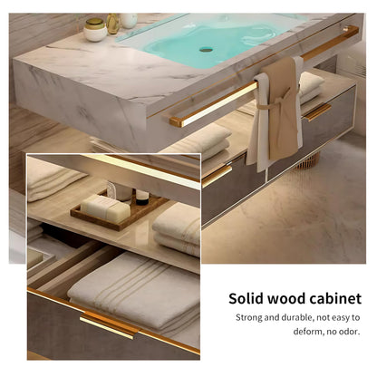 36"- 60" Modern Bathroom Vanity Set with Round Intelligent Mirror