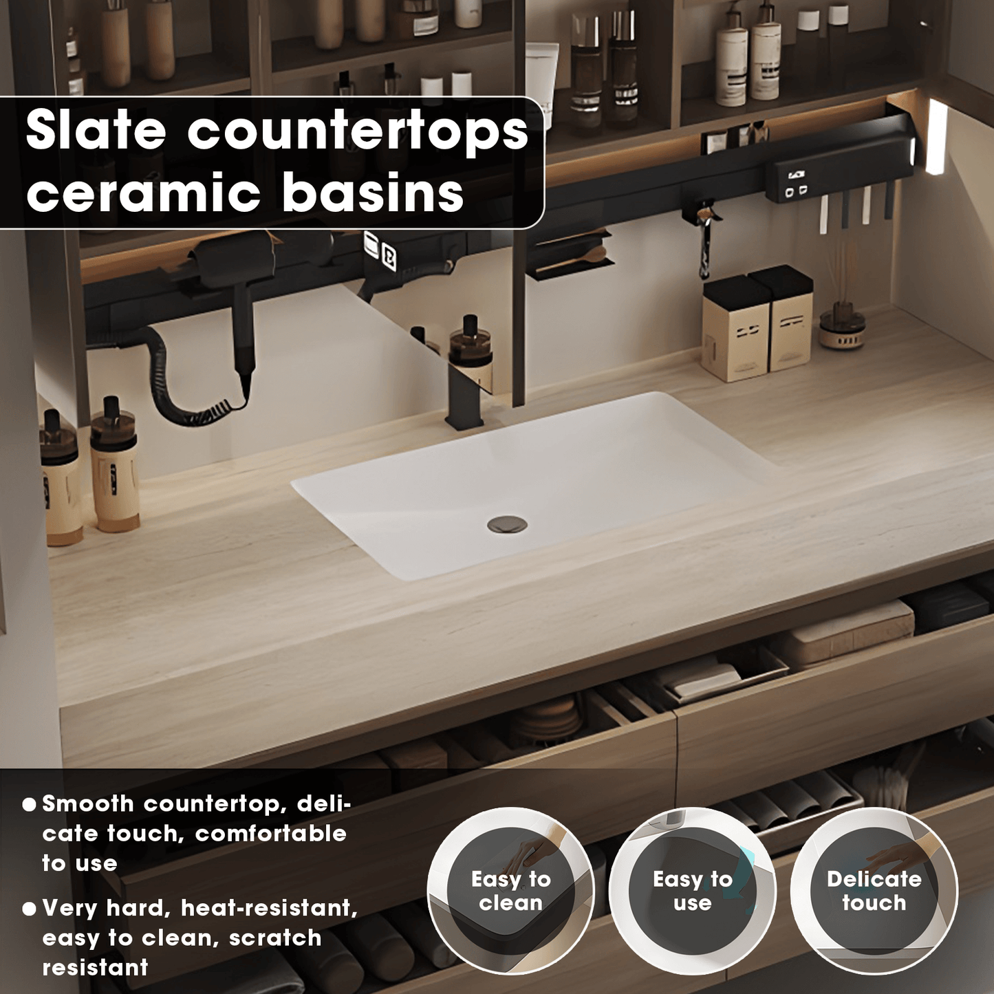 36"- 72" Solid Wood Bathroom Vanity Set with Intelligent Mirror