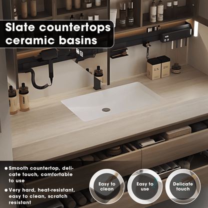 36"- 72" Solid Wood Bathroom Vanity Set with Intelligent Mirror
