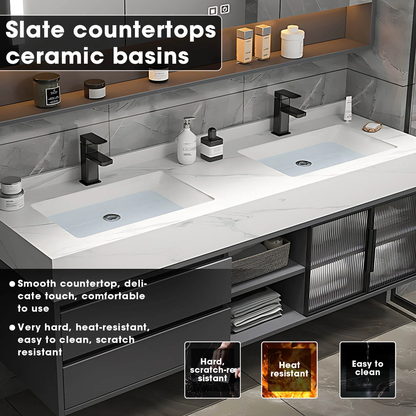36"- 78" Modern Vanity Set for Bathroom with Smart LED Mirror and Sink