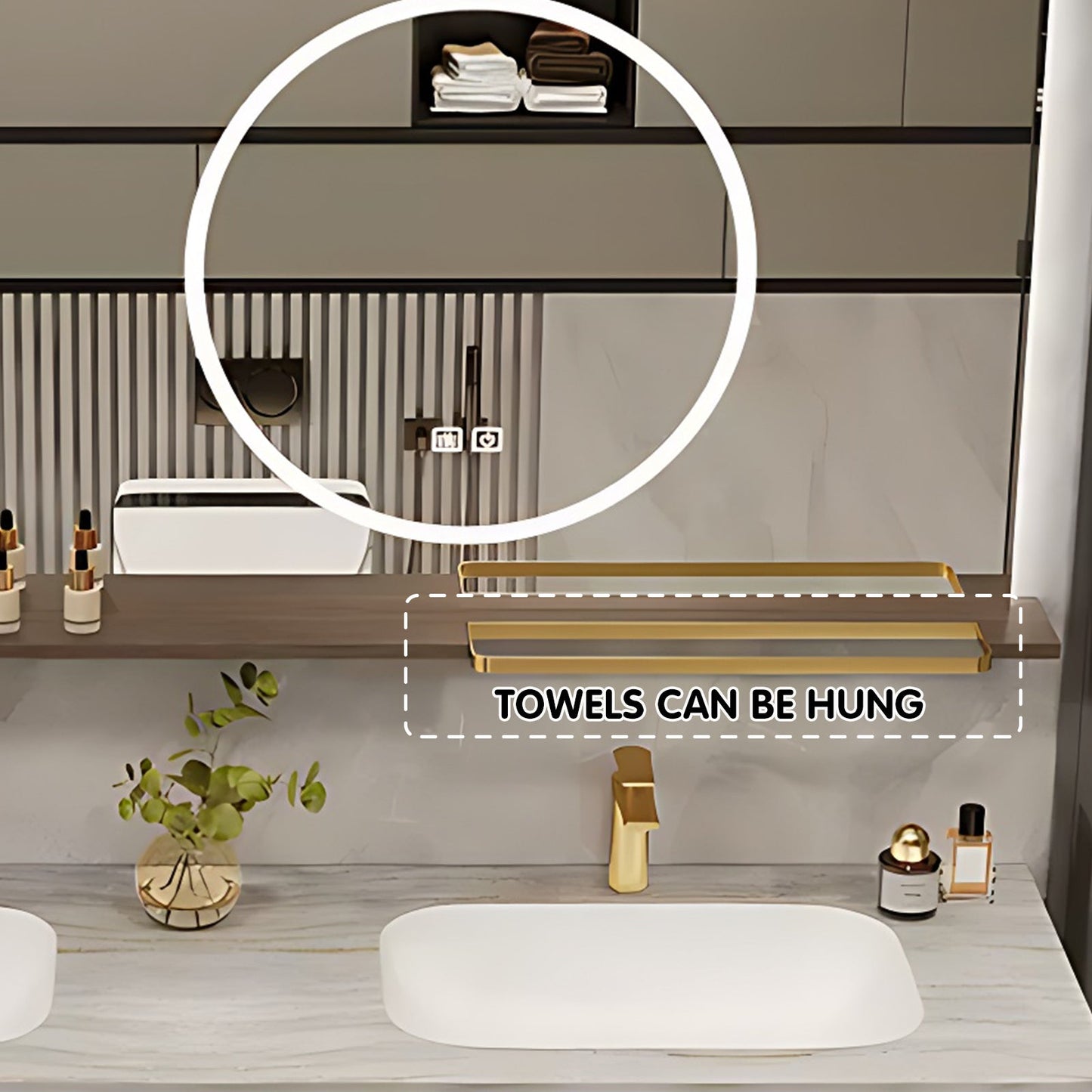 52"- 96"  Modern Solid Wood Double Sink Bathroom Vanity Set with Smart Mirror , Floating
