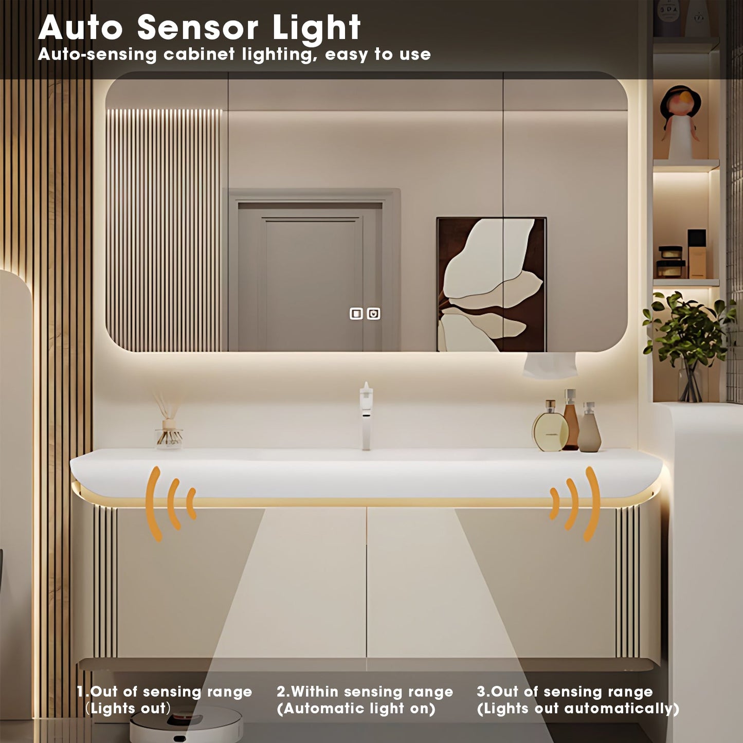36"- 72" Wall-Mounted Bathroom Vanity Set with Smart Mirror , Single Sink