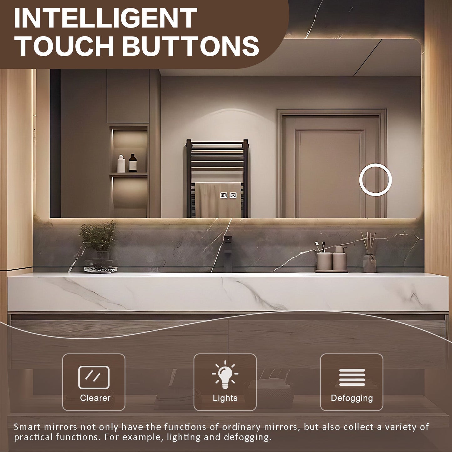 84‘’Solid Wood Bathroom Vanity Set with Integrated Sink and Smart Mirror