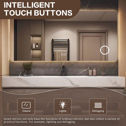 84‘’Solid Wood Bathroom Vanity Set with Integrated Sink and Smart Mirror