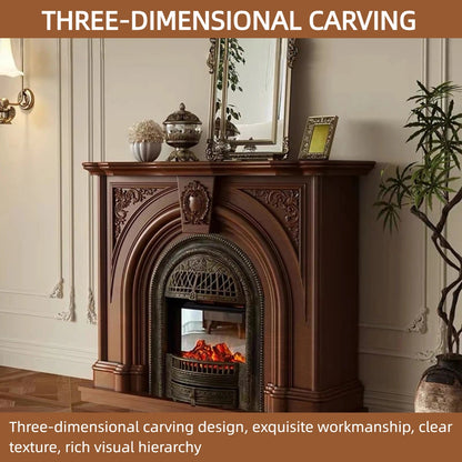 Aihm-Lon Brown Vintage Electric Fireplace Includes Arched Birdcage 47.24”(Bright brass birdcage)