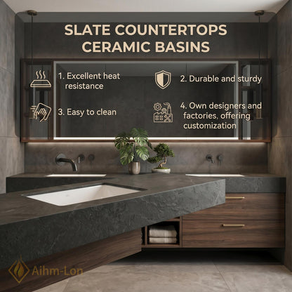 60''-96'' Double Bathroom Vanity with Sink Elegant Dark Walnut Open Shelf Organization