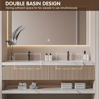 52"- 96" Floating Bathroom Vanity Set with Double Sink Mirror