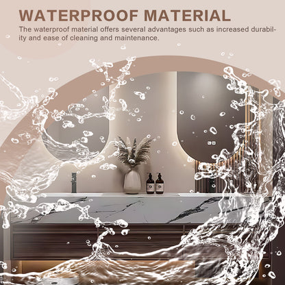 40"-72" Modern Floating Bathroom Vanity with Slate Countertop Smart Mirror