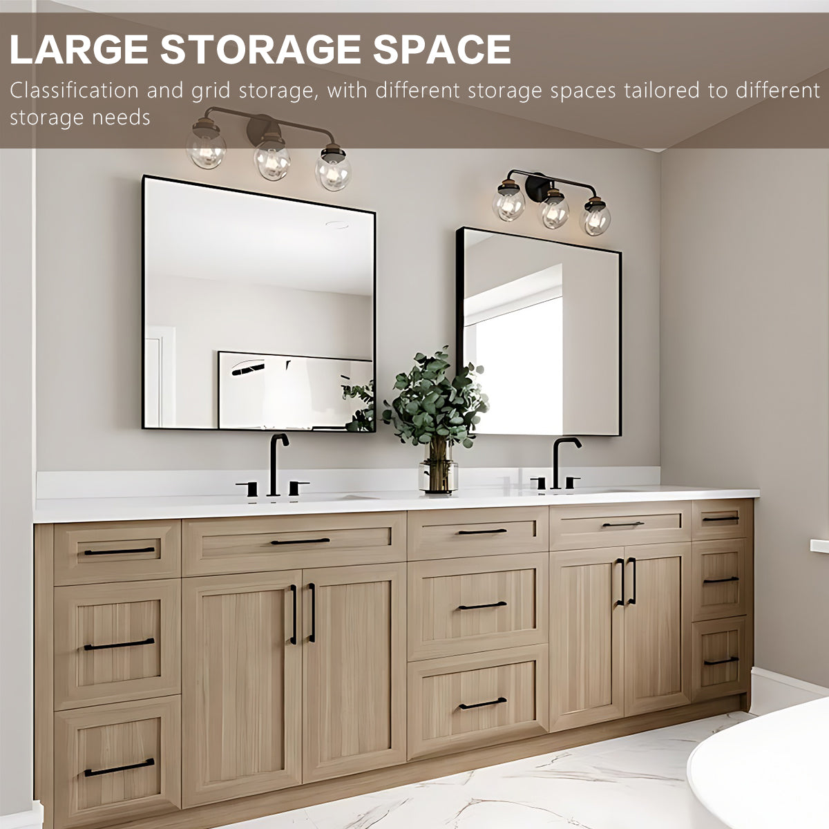 76"- 96"Luxury Solid Wood Style Double Sink Bathroom Vanity ,Storage Cabinets