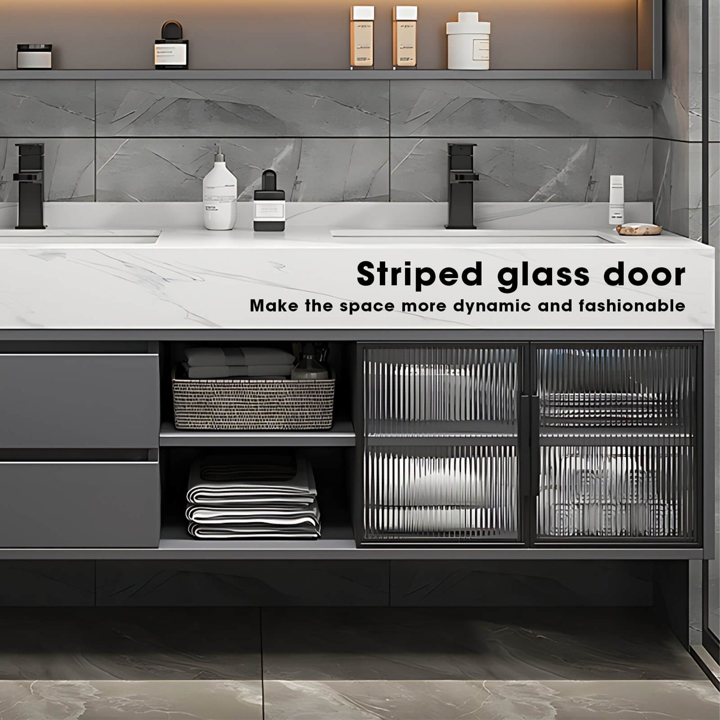 36"- 78" Modern Vanity Set for Bathroom with Smart LED Mirror and Sink