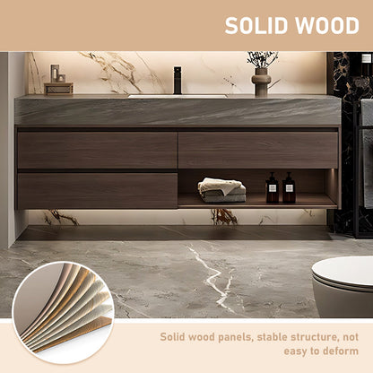 40"-72"Floating Bathroom Vanity with Sink Includes Log Modern Panel Drawers