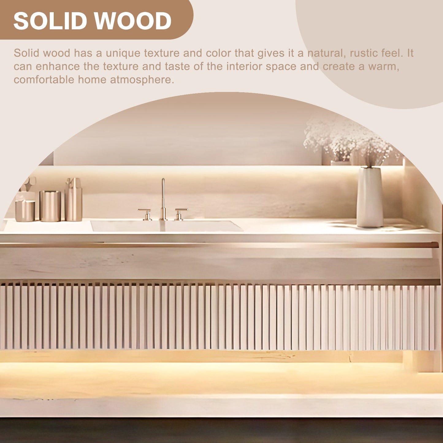 56"-78"Luxurious Solid Wood Bathroom Vanity Open Storage Rack Smart Defogging Mirror