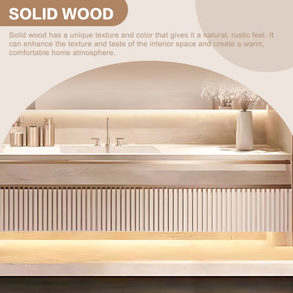 56"-78"Luxurious Solid Wood Bathroom Vanity Open Storage Rack Smart Defogging Mirror