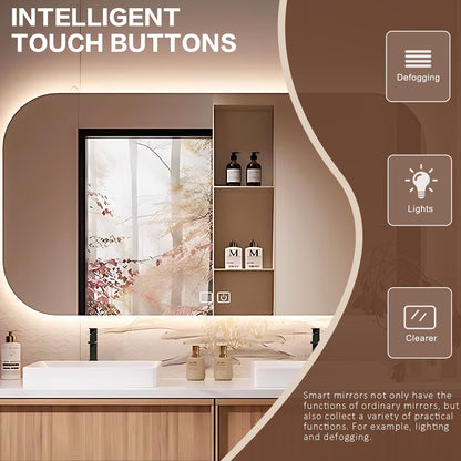 56"-96"Floating Bathroom Vanity Includes Four Large Drawers  Smart Defog Mirror