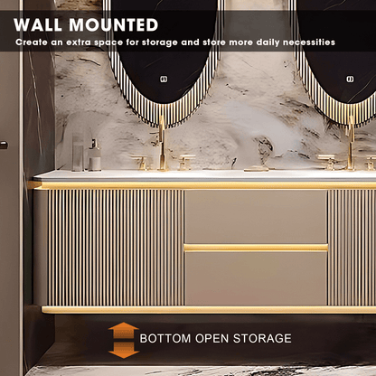 36"- 60" Luxury Bathroom Vanity with Single Sink & Lntelligent Defogging Mirror